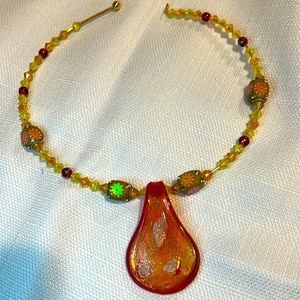 Handmade necklace, glass blown